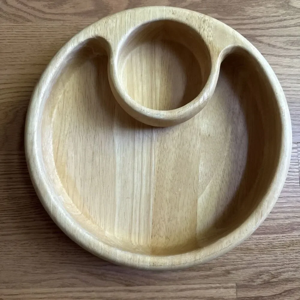 Crate & Barrel Wooden Chip‎ & Dip Set Snack Serving Tray